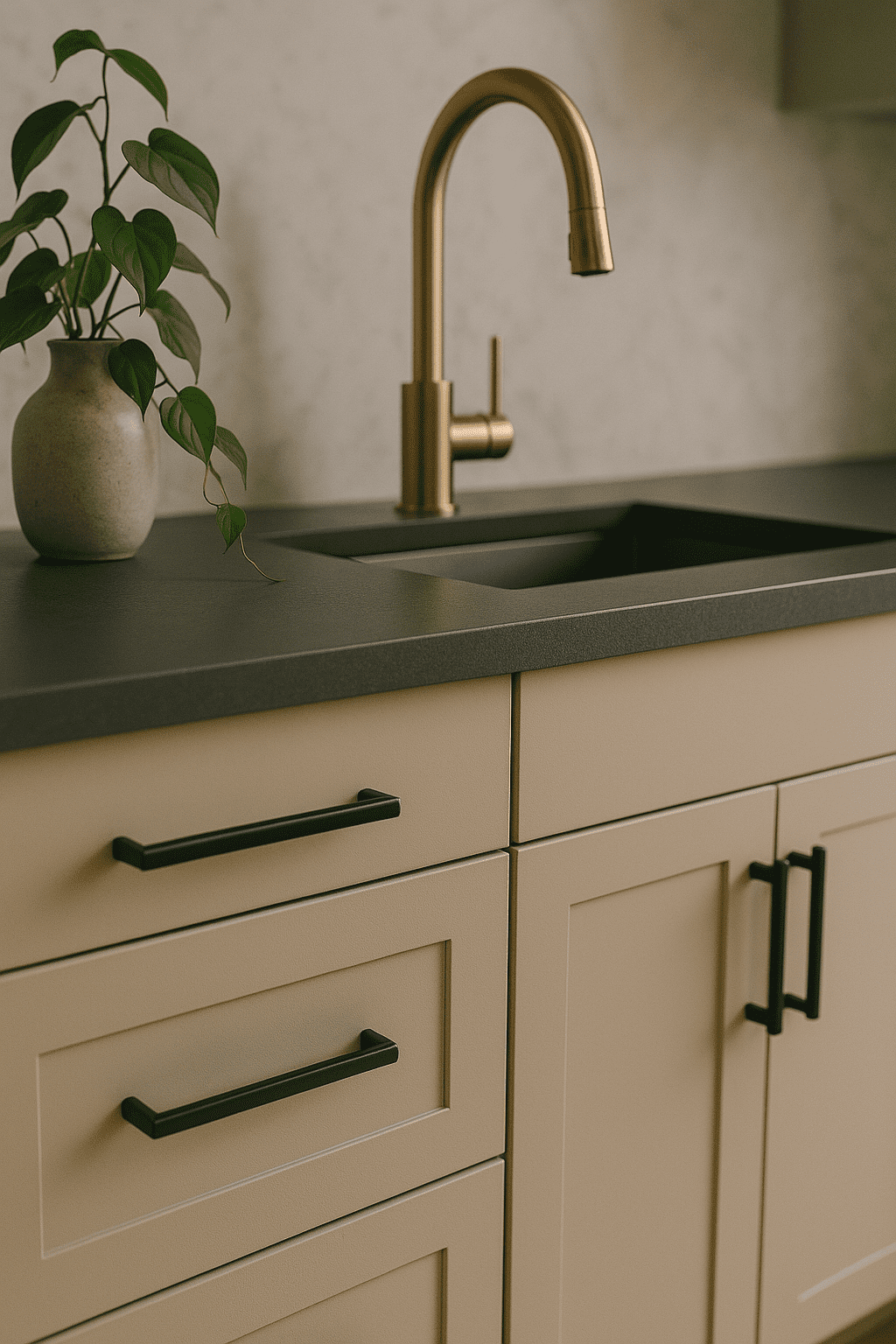 Dark countertops for dramatic contrast