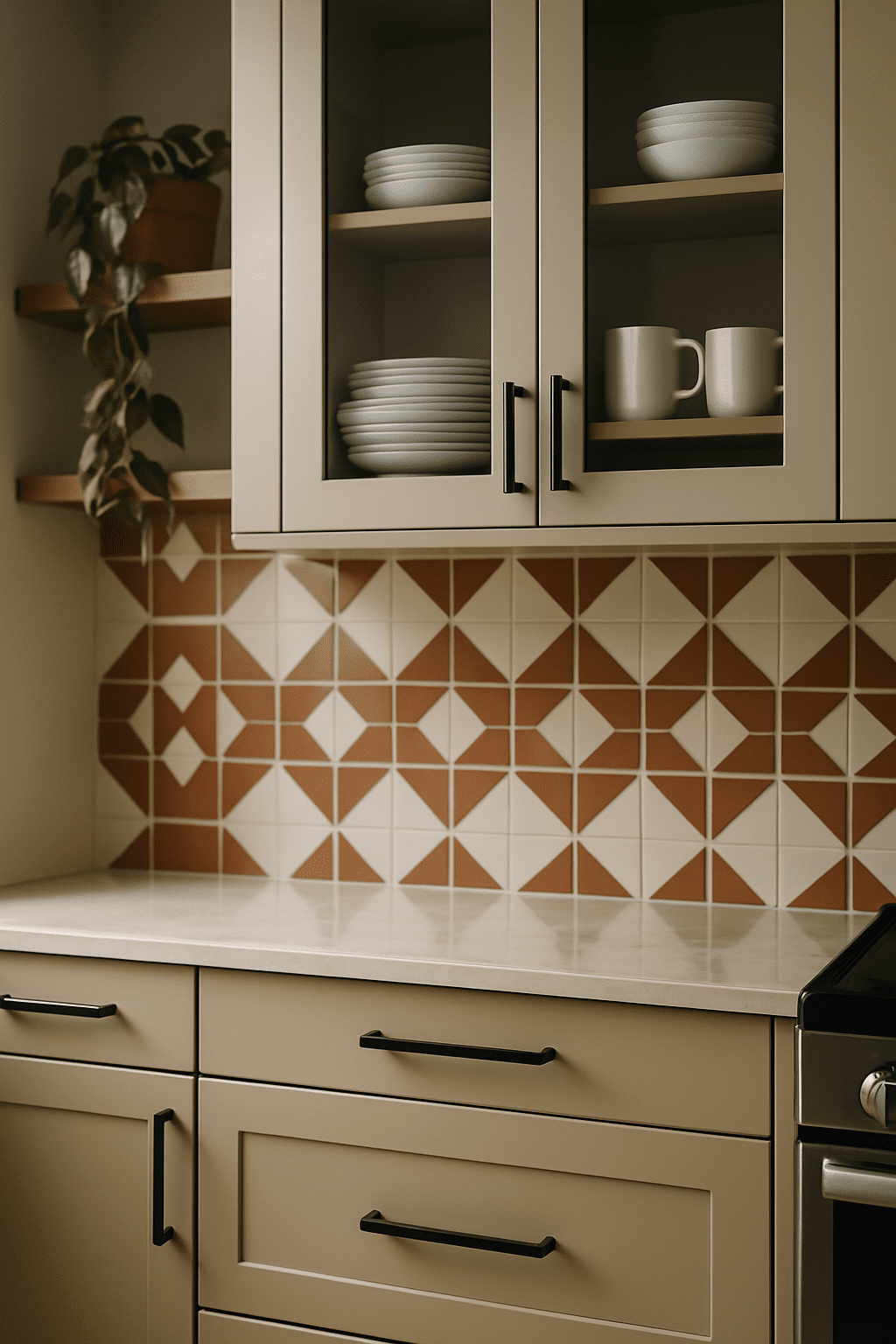 Modern twists on classic beige cabinetry