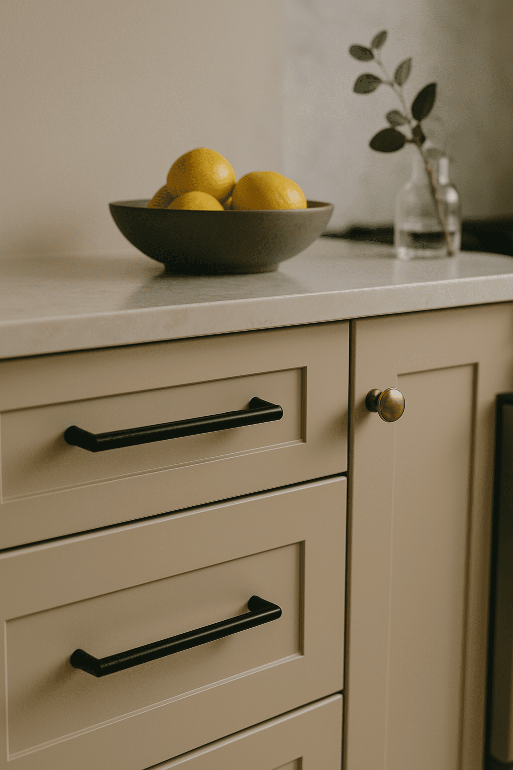 Sleek hardware choices for contemporary beige kitchens