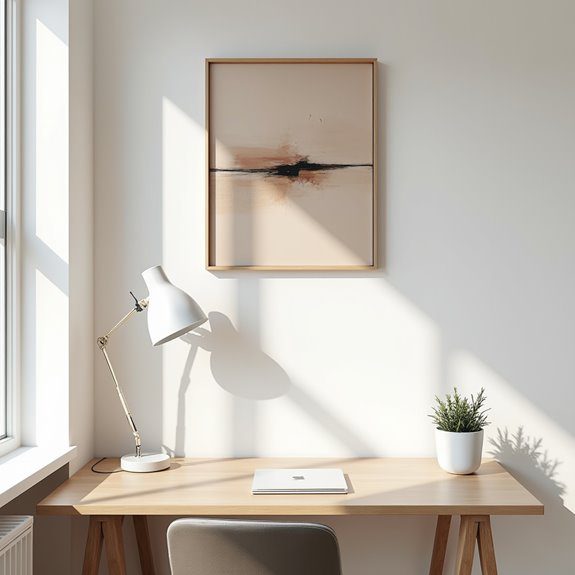 art enhances desk aesthetics