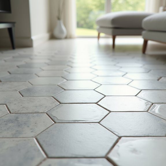 bold hexagonal tile flooring