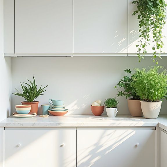colorful kitchenware and greenery