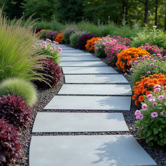colorful plants enhance walkways