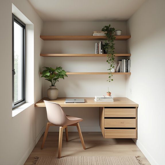 cozy organized alcove workspace