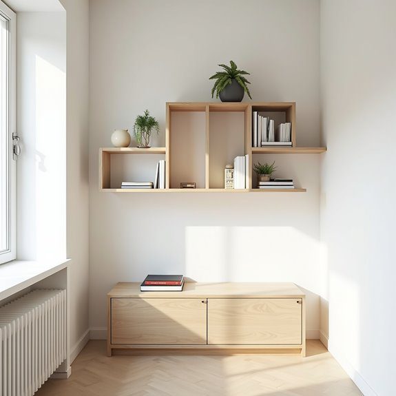 creative asymmetrical shelving ideas