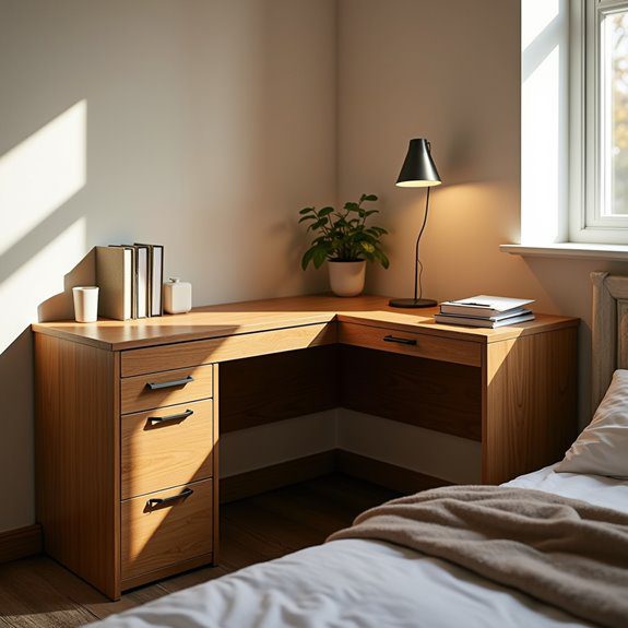 rustic corner desk storage