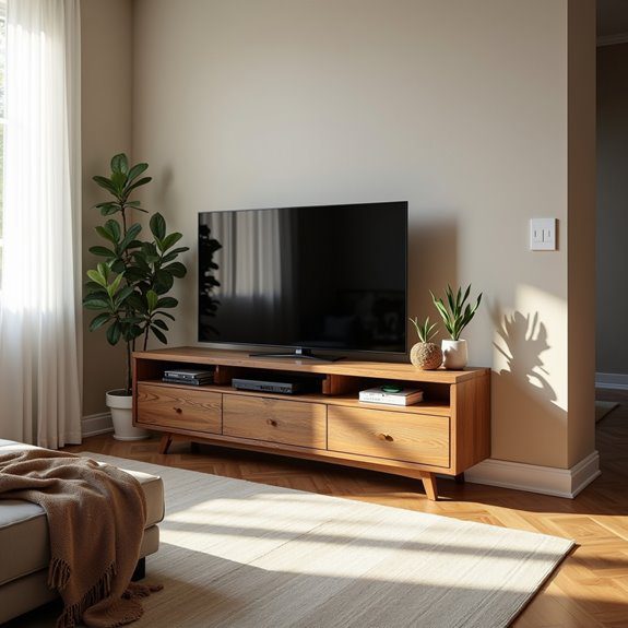 rustic wood tv unit elegance