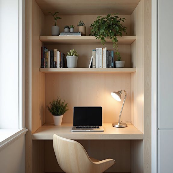 stylish dual tier desk shelving