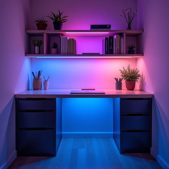vibrant led storage desk
