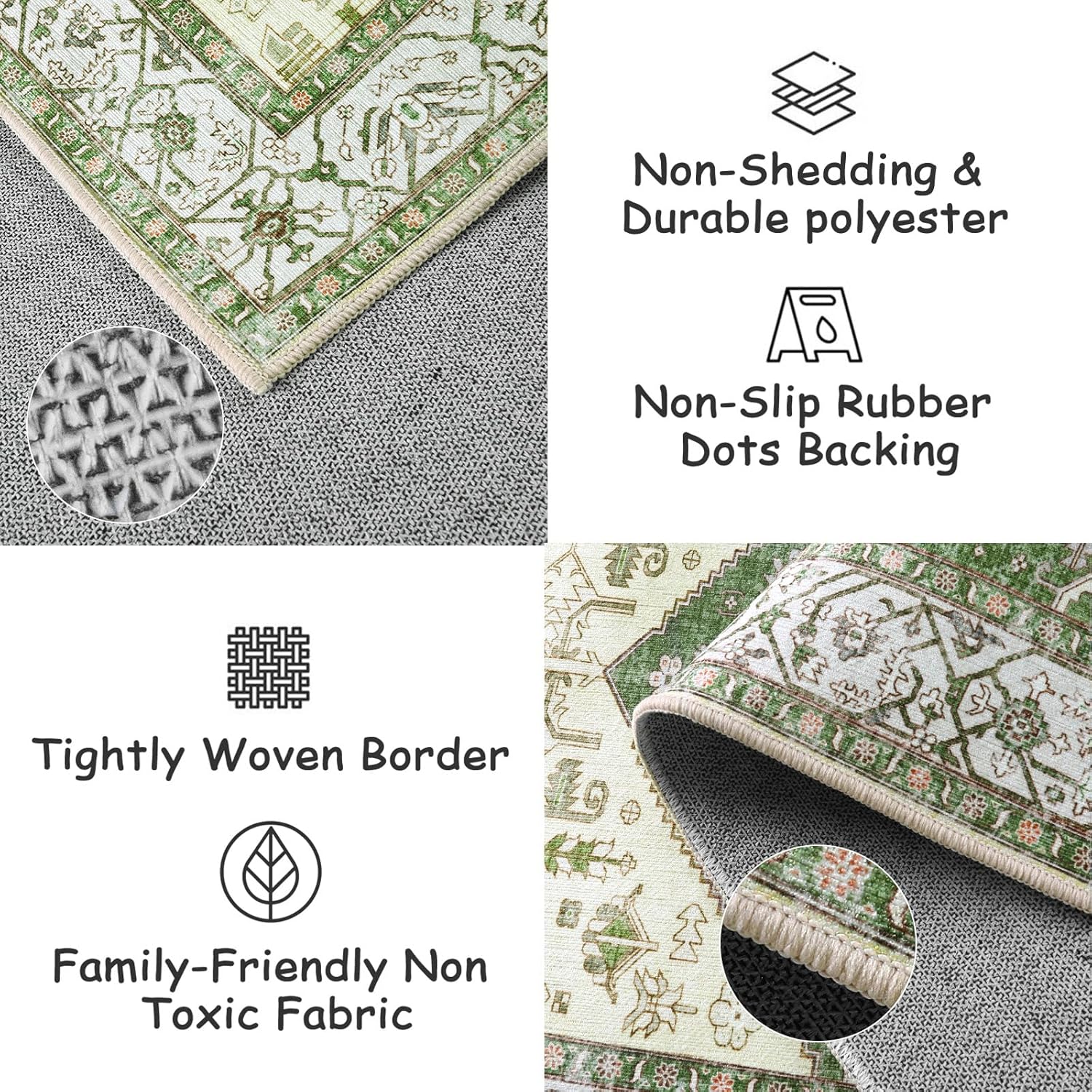Beeiva Washable Rug,Throw Rugs for Entryway Non Slip,Small Area Rug Floor Carpet for Entry Way Rugs Indoor,Vintage Distressed Rug Doormat for Bathroom Bedroom Beside