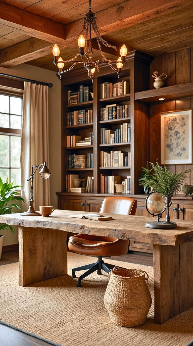 Rustic Home Office Library with Reclaimed Wood-2
