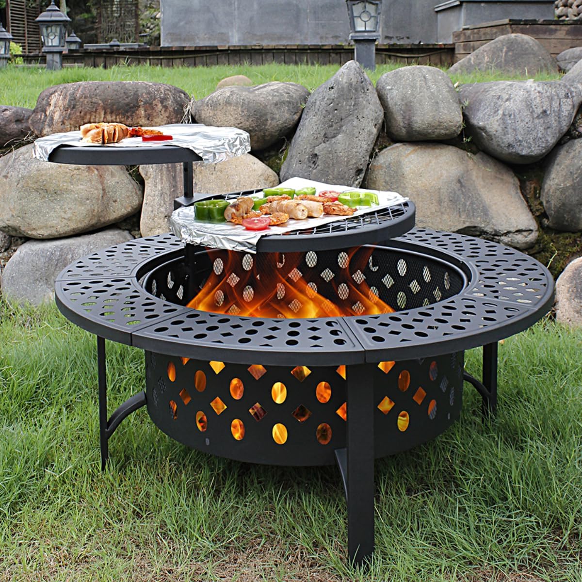 36 Inch Fire Pit with 2 Grills