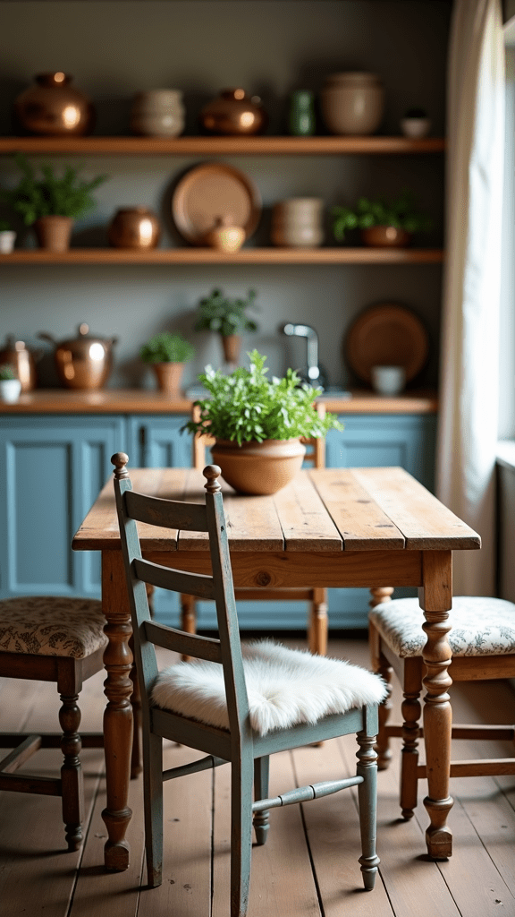 Mismatched wooden chairs