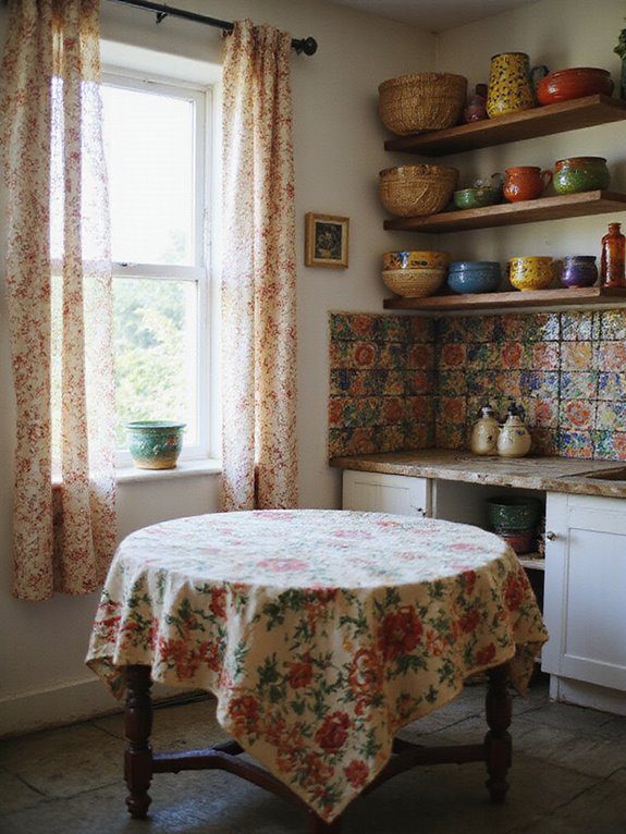 boho kitchen pattern mixing