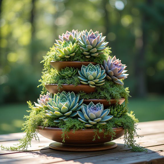 cascading colorful succulent garden