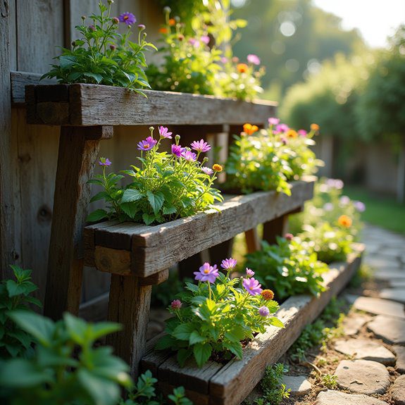 cozy rustic wooden planters