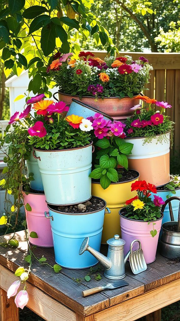 creative garden bucket decor