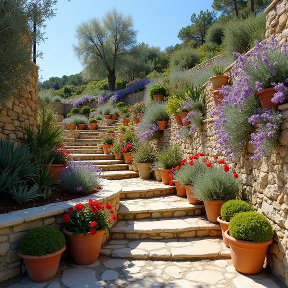 mediterranean garden with herbs