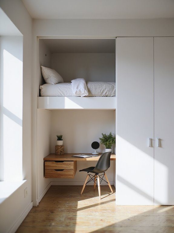 space saving retractable loft bed