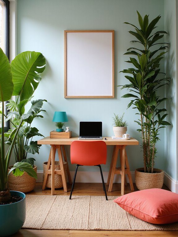 tropical vibrant workspace oasis