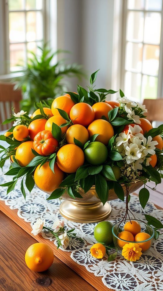 vibrant citrus themed centerpiece