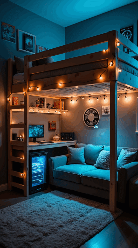 Use a loft bed to create a hangout space