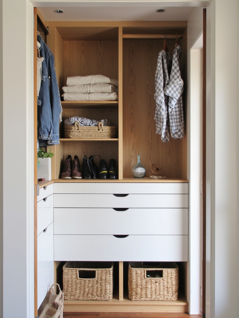 built in drawers and baskets