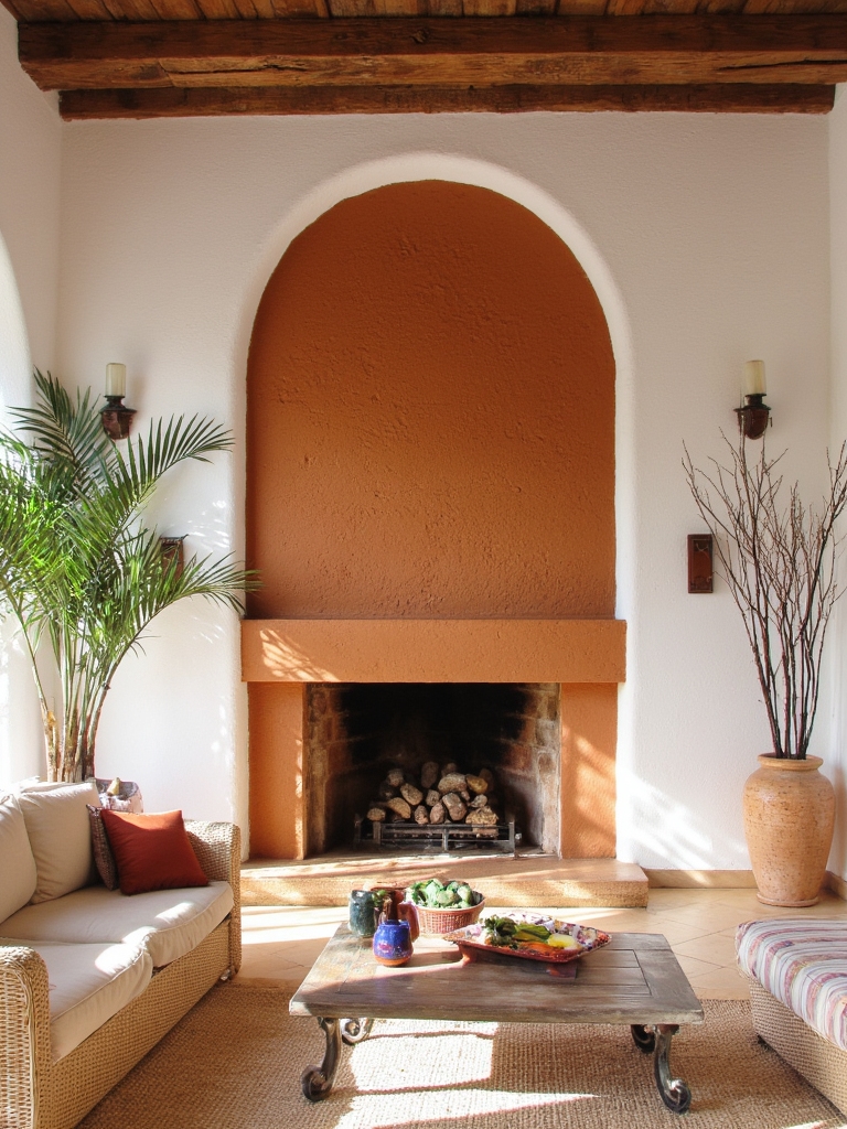 charming mediterranean arched fireplace