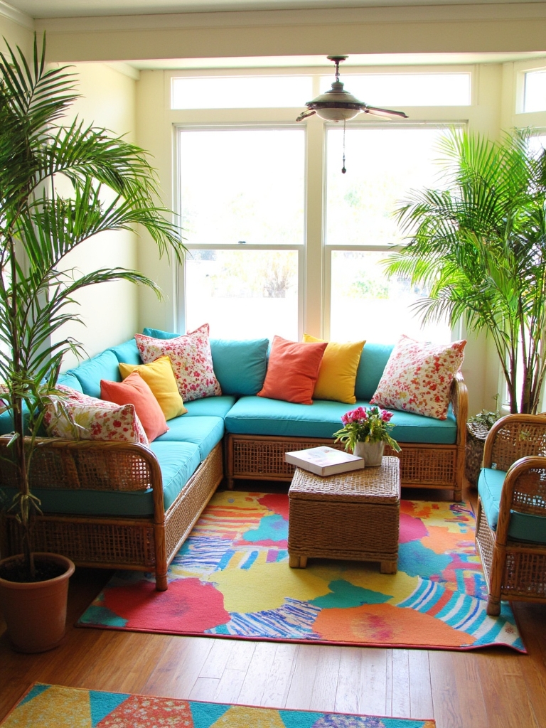 colorful cushions patterned rugs