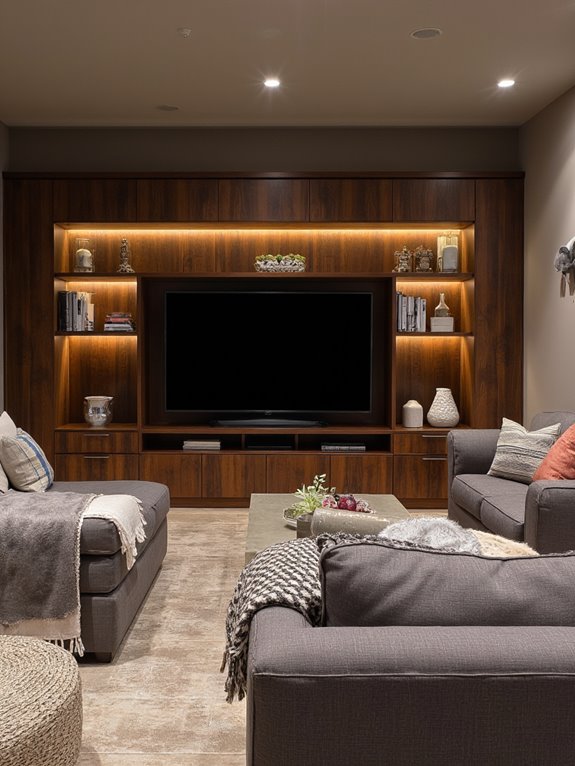 cozy built in entertainment wall