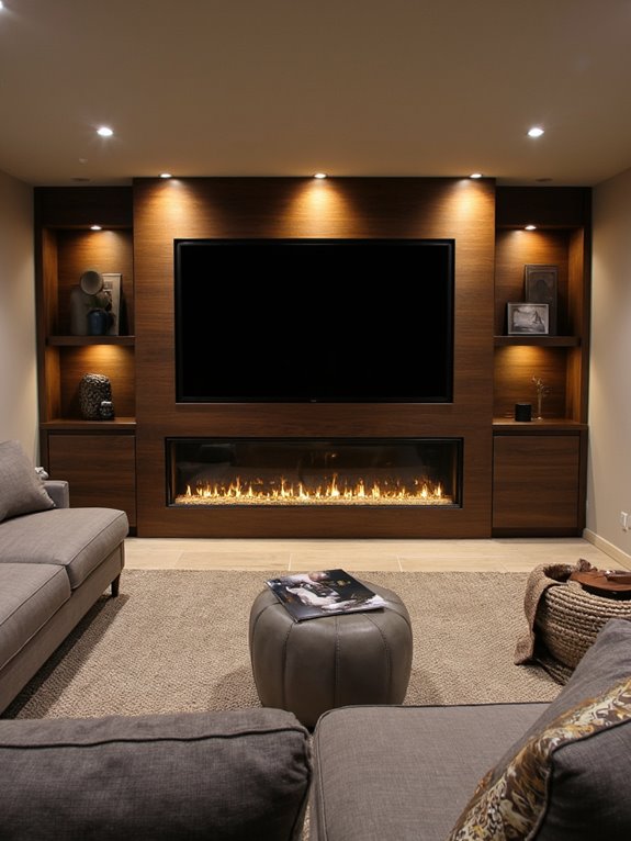 cozy built in fireplace setup
