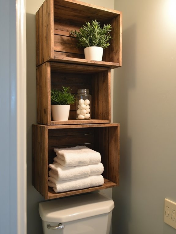 cozy farmhouse bathroom storage