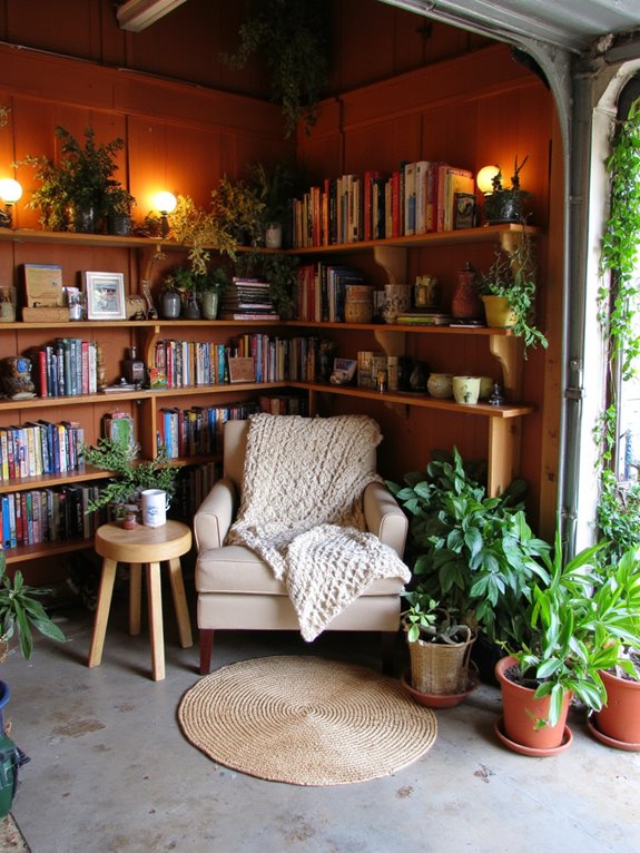cozy garage reading nook