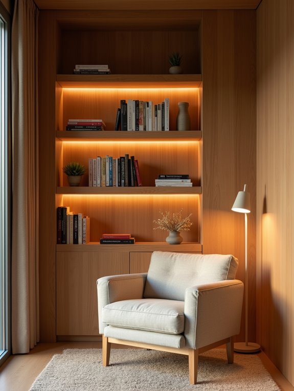 cozy library ambiance created