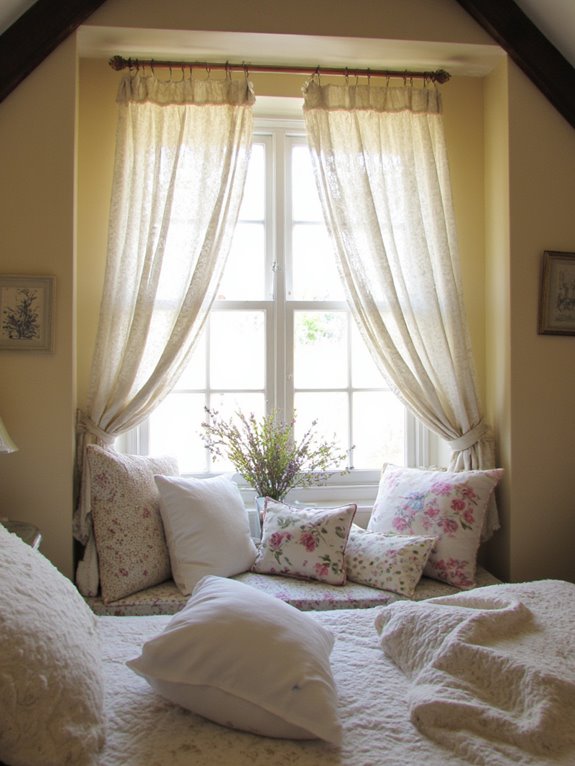 cozy pastel window seat