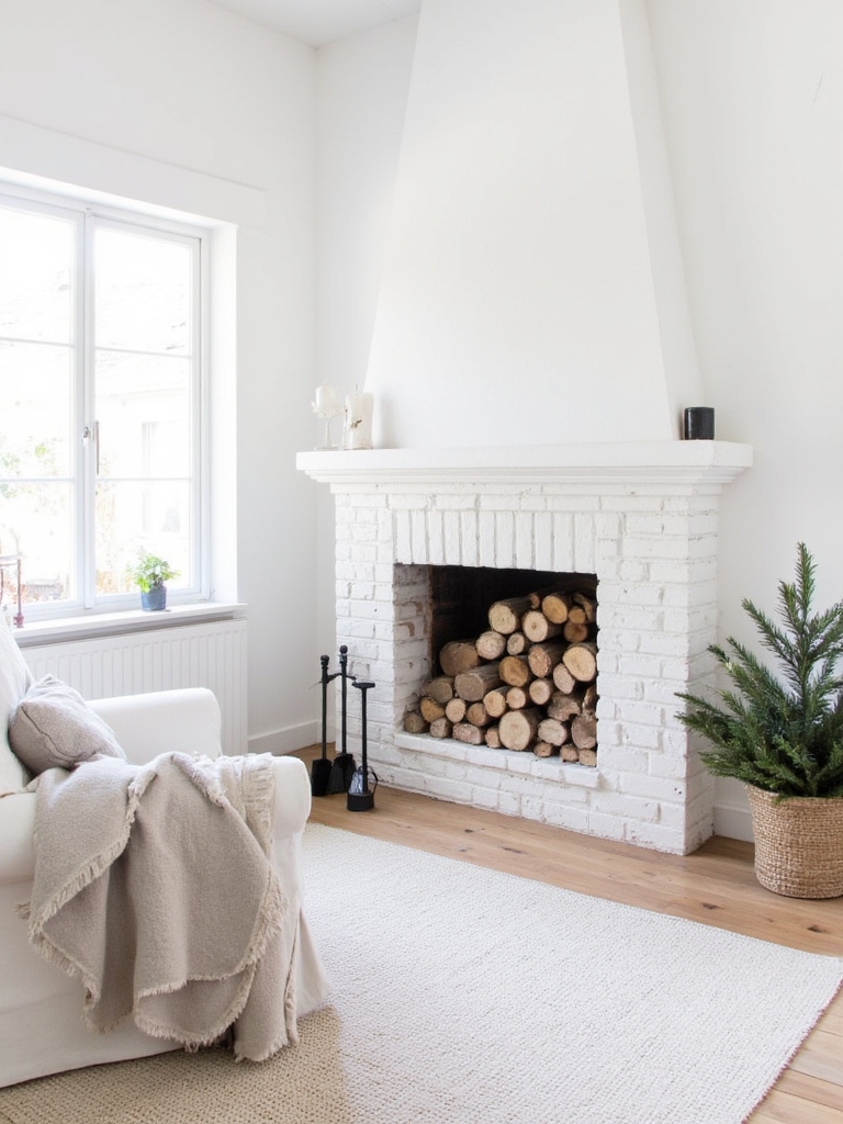cozy scandinavian fireplace decor