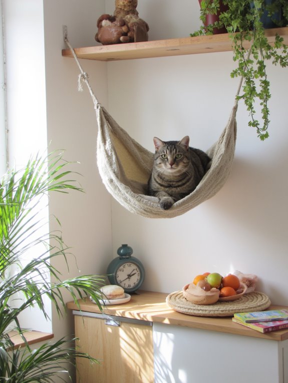cozy space saving cat hammock
