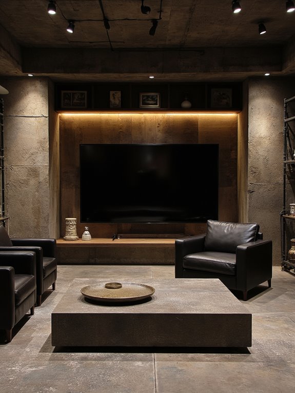 dark leather concrete contrast