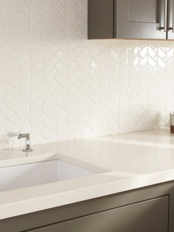 elegant off white chevron mosaic