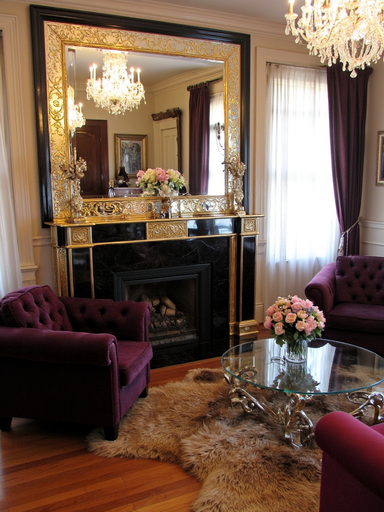 glamorous mirrored fireplace centerpiece