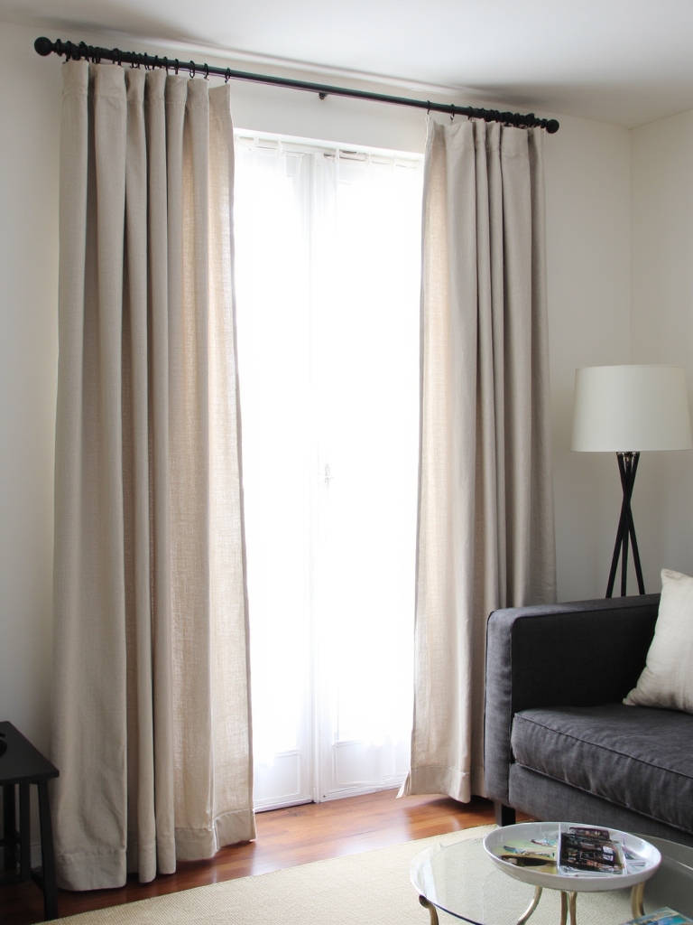 linen curtains black rods