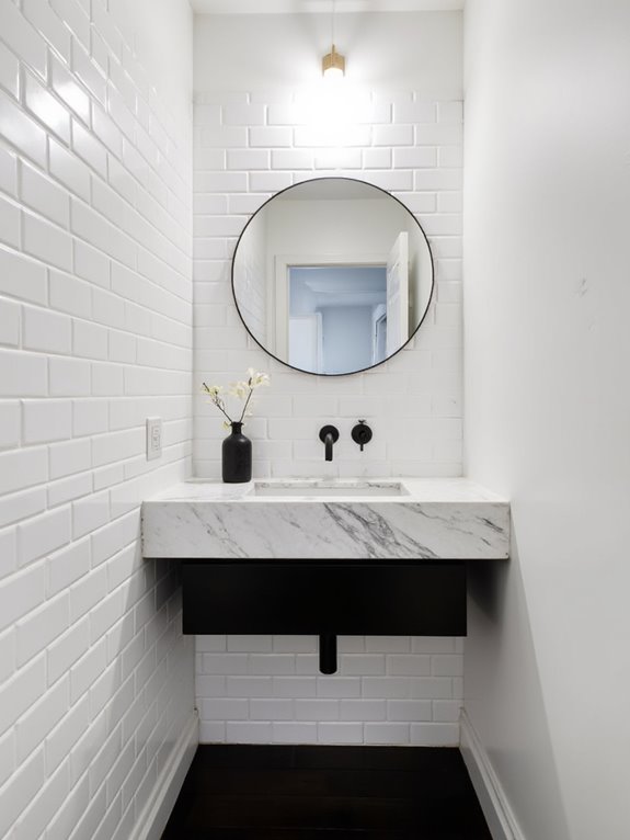 minimalist dramatic powder room