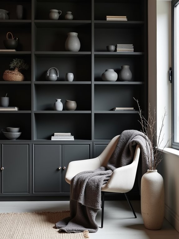 monochrome cozy library accents