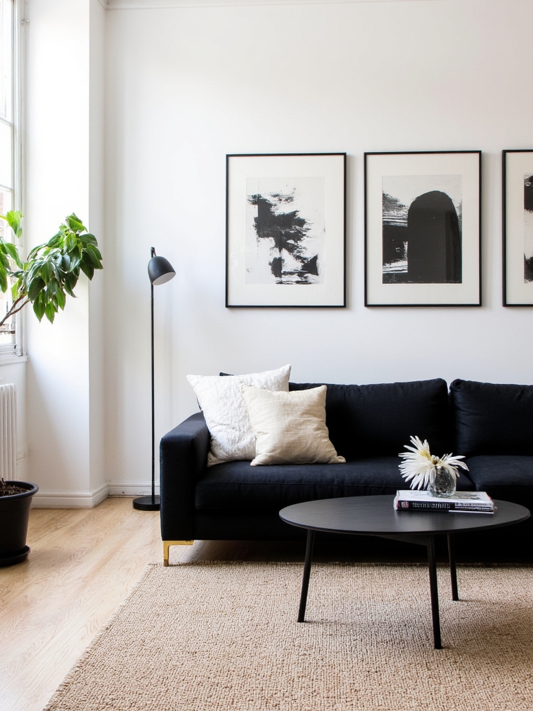 monochrome gallery wall design