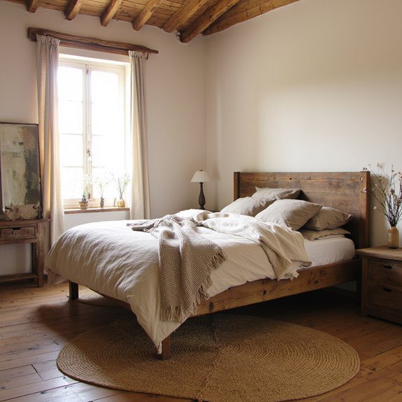 monochrome rustic bedroom design