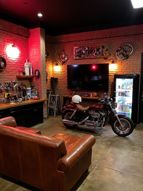 motorcycle themed lounge design