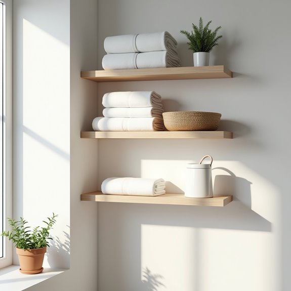 open linen closet shelves