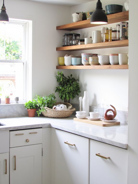 open shelving breakfast bar
