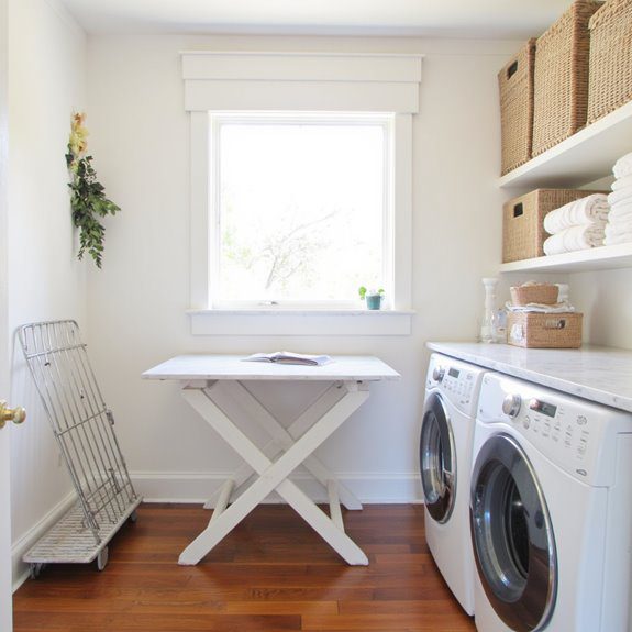 organized laundry folding space