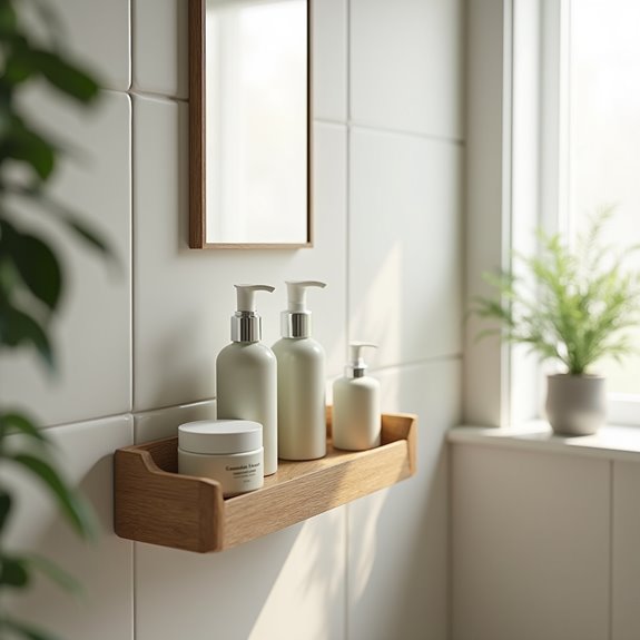 organized skincare display shelves